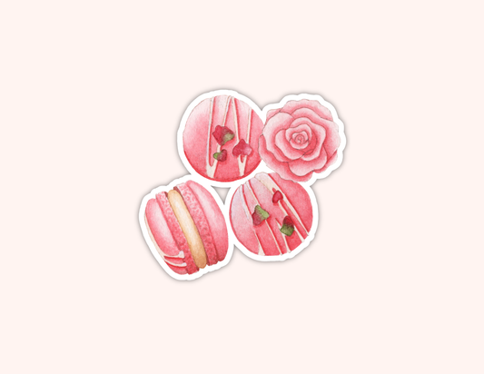 Sticker macarons à la rose